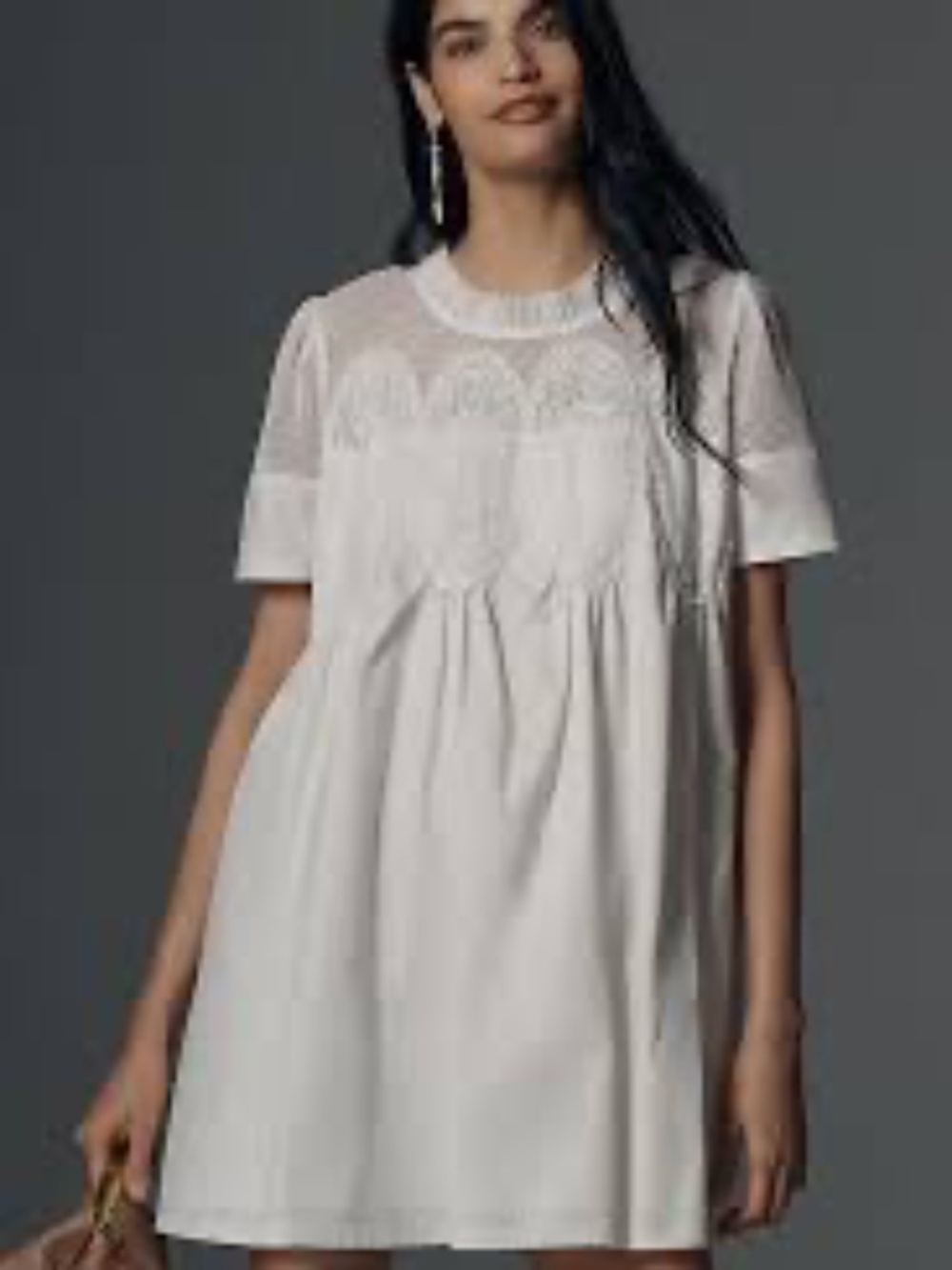 EN ELLY LACE SHORT-SLEEVE MINI BABYDOLL DRESS | New with Tags
